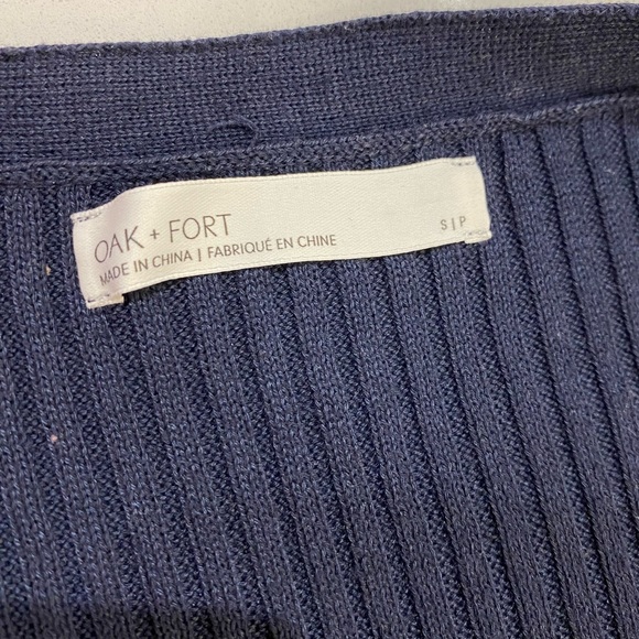 OAK + FORT Navy Ribbed Cardigan - Picture 7 of 8